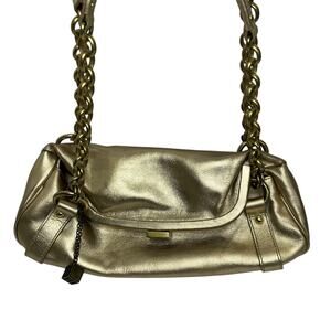 Helen Welsh Gold Leather Clasp Shoulder Bag
